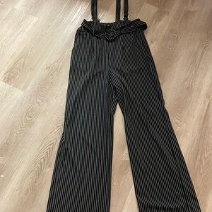 Like an Angel Black and White Striped Wide Leg Jumpsuit